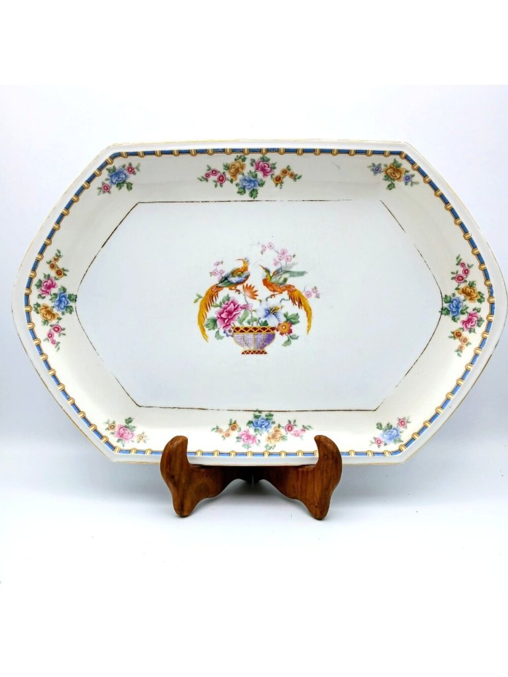 Altrohlau Cellini Serving Platter, Bird of Paradise Porcelain Oval Platter 15"